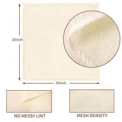 8-Pack Extra Large Cheese Cloths, 20x20 Inch Reusable Cotton cheese cloth bag for straining, Lock-Edged, Food Grade for Nut Milk, Yogurt, Cooking & Juicing