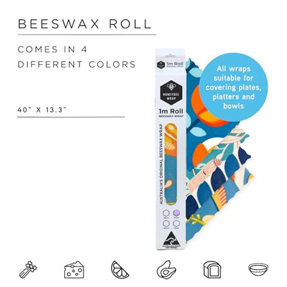 Honeybee Beeswax Bread Bag Sheets - Bird Pattern - Reusable Beeswax Wraps for Food - Certified Organic Cotton Beeswax Roll - Plastic Wrap & Sandwich Bags Alternative - Made in Australia - 40’’ x 13’’ - color: Bird