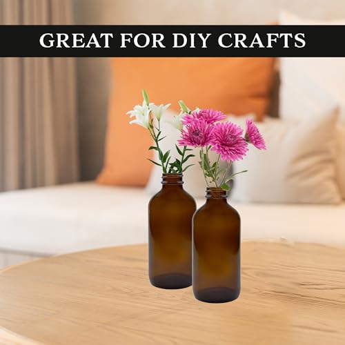 Cornucopia 8-Ounce Amber Glass Bottles with Polycone Caps, 6-Pack