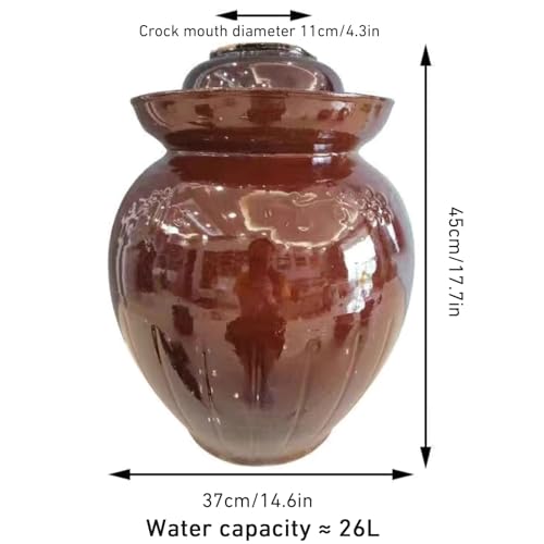 Traditional Chinese Ceramic Fermentation Crock With Water Seal Lid, Stoneware Sauerkraut Pickling Jar, 1 Pcs(26L) - size: 26L