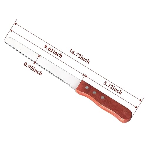 Bread Knife, Stainless Steel Serrated Bread Knife for Homemade Bread, Cakes & Bagels, 10 Inch Kitchens Knifes Saw Breads Cutter, Bagel Sourdough Slicer Knifes with Wooden Handle