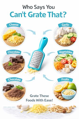 2 Pcs. Stainless Steel Mini Grater Cheese Garlic Nutmeg Chocolate 5" BPA Free (Blue) - color: Blue