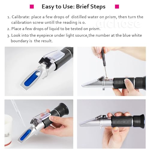 Brix Refractometer with ATC, Brix 0-32, Hydrometer in Wine Making, Homebrew Kit (0~32%)