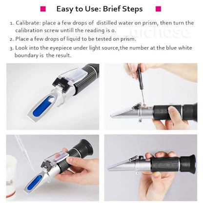 Brix Refractometer with ATC, Brix 0-32, Hydrometer in Wine Making, Homebrew Kit (0~32%)