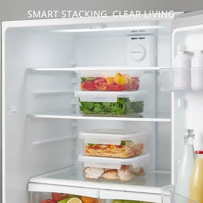 Food Storage Containers with Lids, Stackable PP Plastic Bins for Refrigerator & Pantry Organization, Clear Design for Leftovers and Prep Ingredients - size: 5.91 x 4.13 x 2.56 in