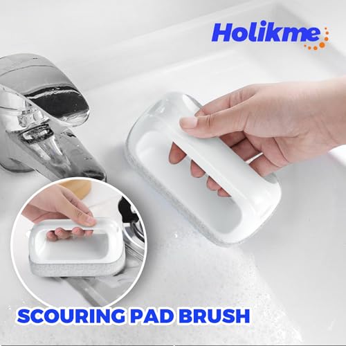 Holikme Cleaning Brush Set, Scouring Pad for Cleaning, Groove Gap Brushes for Pot, Pan, Kitchen Sink, Wire Brushes (Amarillo) - color: Amarillo