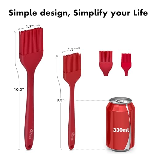 HOTEC Basting Brushes Silicone Heat Resistant Pastry Brushes Spread Oil Butter Sauce Marinades for BBQ Grill Barbecue Baking Kitchen Cooking BPA Free Dishwasher Safe (Red 2) - color: Red New