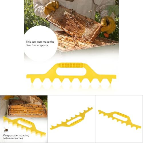 Bee Hive Frame Spacing Tool, Adjustable Plastic Beekeeping Spacer for 7 8 9 Frame Boxes for Proper Frame Spacing, Honeycomb Organization & Easy Honey Extraction (Yellow 8 Box) - color: Yellow 8 box