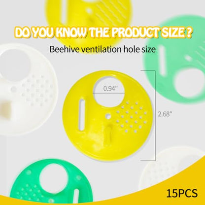 Yahpetes 15 Pcs Bee Nest Door Beekeeping Tools 2.68'' Bee Round Beehives Vents Plastic Vents Bee Hive Nuc Box Entrance Gate Beekeeping Tool (Bee Nest Door)