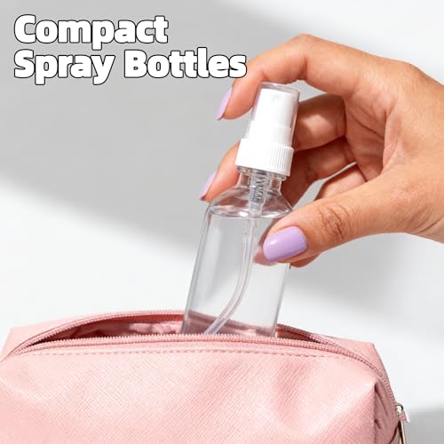 4 Pack 2oz Clear Glass Spray Bottles, Fine Mist Refillable Atomizer for Essential Oils, Perfume, Hair, Face & Travel | Leak-Proof Mini Empty Spritzer Bottles with Labels, Funnel & Pipette (60ml) - color: Clear
