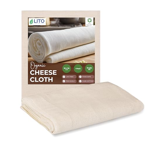 Cheesecloth for Straining, Organic Cheese Cloth, Fine Mesh Nut Milk Cloth, Unbleached Cotton Cheese Cloth Grade 50 for Yogurt, Cheese Making, Bread Baking, Juicing, Cooking, (36 x 36 Inch) - 1 Pack - size: Cheese Cloth Grade 50 (1 Pack)