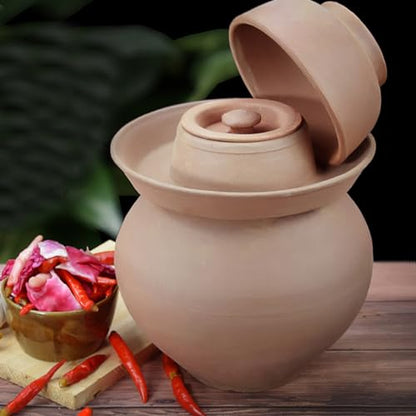 Unglazed Ceramic Pickle Jar with Lids,Large Traditional Chinese Porcelain Pickle Jar Pickling Jars,Ceramic Fermentation Crock with Water Seal Airlock Lid,Sauerkraut A-6.5L (A-9L - size: 9L
