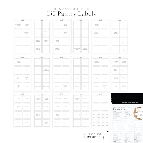 Pantry Labels for Food Containers, 156 Preprinted Kitchen Labels for Storage Bins and Glass Jars, Waterproof Removable Organizing Stickers for Food and Pantry Essentials - style: Modern White Pantry Labels