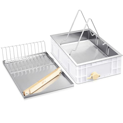 Zonon Beekeeping Uncapping Station for Honey Harvesting, Extractor, Strainer and Plastic Honey Cutting Deep Tray Shallow Tray Storage Box Set (Single Layer, Stainless Steel, Plastic) - style: Single Layer, Stainless Steel
