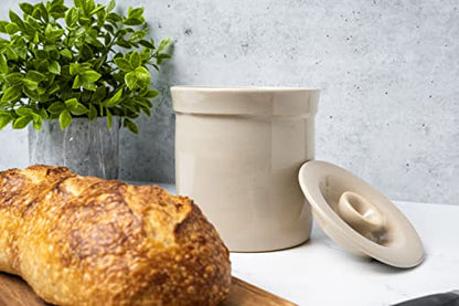 Humble House Sourdough Bread Starter Kit 1/2 Gallon Sauerkrock Open Ceramic Crock with lid 2 Liter Large Capacity 64 Ounce Jar for the perfect sour dough bread - baking supplies Made in America - size: 0.5 Gallon