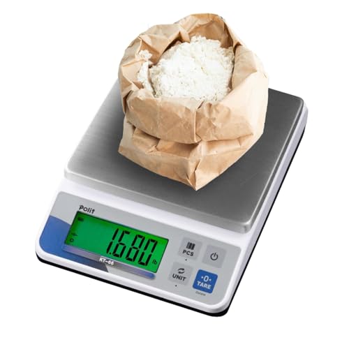 Polit Digital Kitchen Scale, Commercial Grade for Baking, 30lb/13kg | Stainless Steel Tray, Dual Power Supply, Quick Count Function, 5 Weighing Units, Home Cooks, Farm & Small Business Use