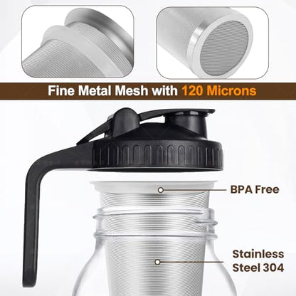 2 PCS Cold Brew Coffee Filter, 304 Stainless Steel Food Grade, Coffee Maker, Tea Maker,Water Filter, Ultra Fine Mesh, Wide Mouth Mason Jar 32oz - size: filter(32oz)