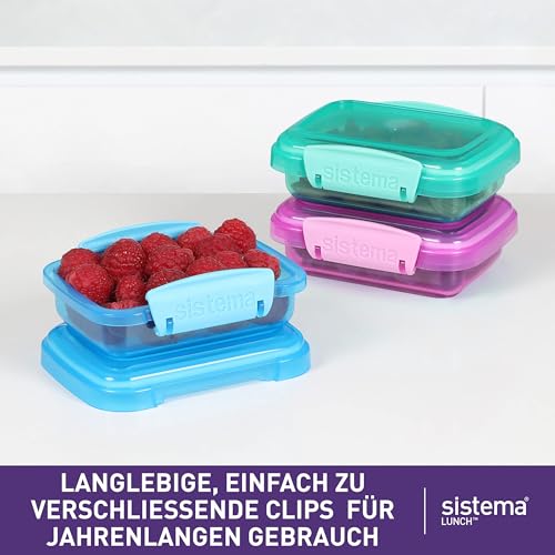 Sistema Lunch Collection Food Storage Containers, 6.7 oz./0.2 L, Pink/Green/Blue, 3 Count - size: 6.7oz