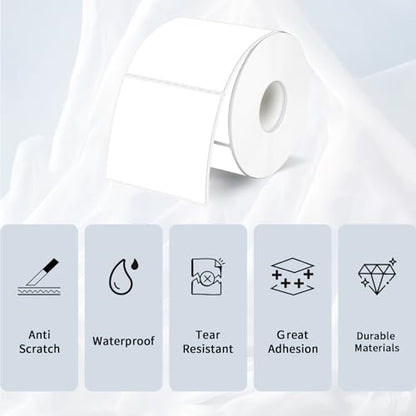 White Square Thermal Labels Printer Stickers- 2" x 2", Self-Adhesive Square Direct Thermal Labels Stickers, Waterproof/Perforation Line Design- 300 Sheets - color: White, size: Square 2'' X 2''