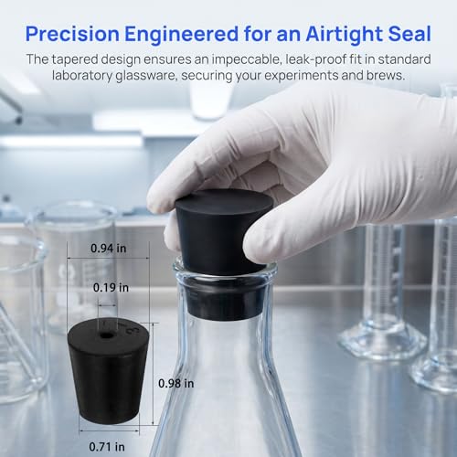 8Pcs Solid Rubber Stopper Bungs - 18MM to 24MM Rubber Tapered Plug Flexible Durable Test Tubes Bungs with Hole, Easy to Insert & Remove for Lab Apparatus Home Flask - color: 18mm to 24mm