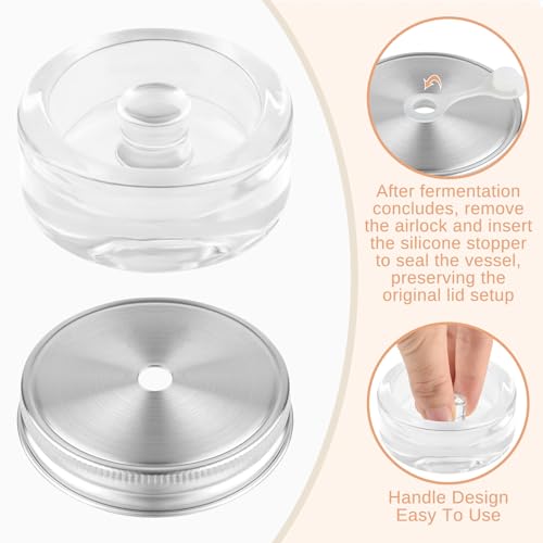 MEEZY 2 Set Fermentation Kit, Fermentation Lids Glass Weights and Airlocks Compatible with 86MM Wide Mouth Mason Jars for Making and Storing Sauerkraut Vegetables