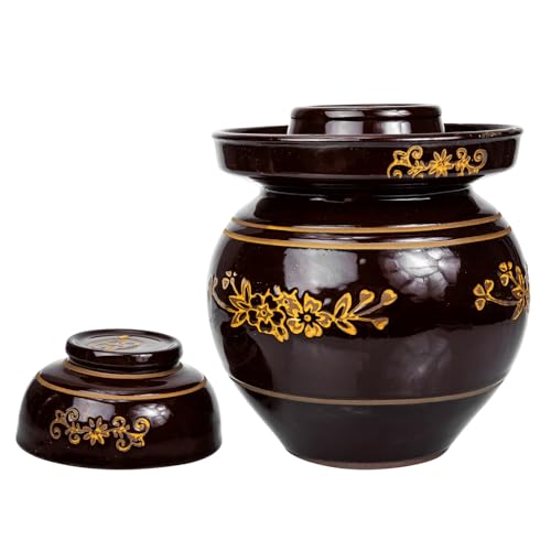 BESPORTBLE Ceramic Pickle Jar 5.5lb Food Storage Container Kimchi Sauerkraut Sealed Fermentation Crock Traditional Chinese Porcelain Tank for Home Kitchen Random Color
