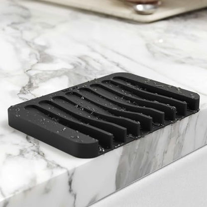 Kraus Self-Draining Silicone Dish Drying Mat and Silicone Soap Dish Holder for Bathroom or Kitchen Counter in Dark Grey, KDM-10-05DG - color: Dark Grey, style: Drying Mat & Soap Holder