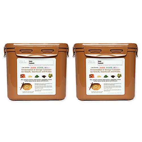 Authentic Crazy Korean Cooking Kimchi Container 0.9 Gal (3.4L) 2 PACK - size: 0.9 Gal (3.4L) 2 PACK