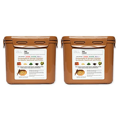 Authentic Crazy Korean Cooking Kimchi Container 0.9 Gal (3.4L) 2 PACK - size: 0.9 Gal (3.4L) 2 PACK