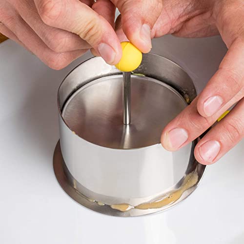 Ateco Round Food Molding Set, 3.5 by 2.1-Inches High, 4-Piece Set Includes 2 Rings, Fitted Press & Transfer Plate