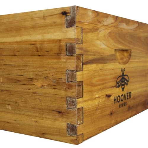 Hoover Hives 10 Frame Langstroth Deep Brood Box Dipped in 100% Beeswax Includes Wooden Frames & Waxed Foundations (Unassembled)