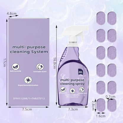 KUNAL All-In-One Multi Purpose Cleaning System with Cleaning Tablets,Spray Oven Cleaner, Multi-Surface Cleaners Spray for Every Stain-Cleaner(1 Bottle+12Tablet)