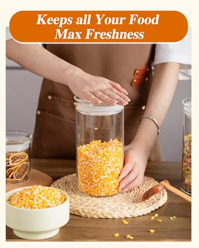 ZENS Modern Glass Food Storage Jars Set of 2, 50oz Clear Glass Canisters with Airtight Lids, Large Container for Kitchen Pantry Pasta, Sugar, Flour, Coffee, Pasta, Tea - size: 9-50oz 2Pack