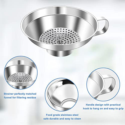 Stainless Steel Canning Funnel Set - Wide Mouth Funnel for Mason Jars, 2 Pack (Small and Large)
