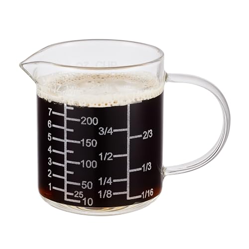 Ackers Mirror Scale Glass Measuring Cup-[Insulated handle | V-Shaped Spout]-Made of High Borosilicate Glass Measuring Cup for Kitchen or Restaurant, Easy to Read, 250 ML (8 Oz, 1 Cup) - size: 250 ML (8 Oz, 1 Cup) - Mirror Etching