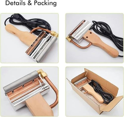 Electric Honey Uncapping Knife, Stainless Steel Scraping Honey Extractor, Wood Handle Beeswax Heating Cutter, Reusable Beeswax Heating Cutter for Apiary, Beekeeper
