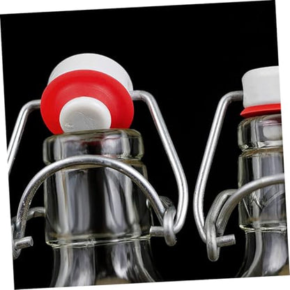 Healeved 2pcs Red Toggle Top Bottle Caps for Glass Beer Bottles Stainless Steel Flip Caps with Red Silicone Seal for Homebrewing and Craft Beer Bottling
