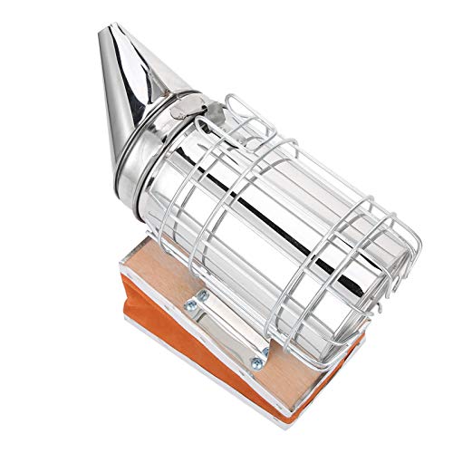 CDQL Stainless Steel Beekeeping Smoker, Large Pro Bee Smoker with Red Cowhide Smoke Storage Part, Mounting Hook, Easy to Carry and Store, Beekeeping Equipment for Beekeeper