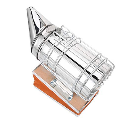 CDQL Stainless Steel Beekeeping Smoker, Large Pro Bee Smoker with Red Cowhide Smoke Storage Part, Mounting Hook, Easy to Carry and Store, Beekeeping Equipment for Beekeeper