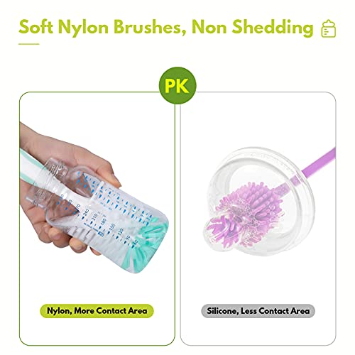 CAREBABYMORE 2 Pack Baby Bottle Brush with 4 Pack Straw Brushes, 10.2" Nylon Brushe with Nipple Cleaner and Stand Suction Cup, Yellow - color: Yellow