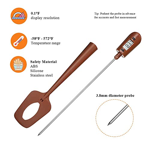 HUOZHI Digital LCD Candy Spatula Thermometer, Instant Read Meat & Candy Thermometer Temperature Reader & Stirrer in One BPA Free Food Grade Silicone - color: Brown