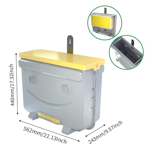 5-Frame Swarm Catcher Beehive Bee Colony Trap Hive Sliding Frame Design, Universal Compatibility with Langstroth Dadant UK, 48L Hive for Beekeepers (No Frames Included) | Light-weight - color: grey+yellow