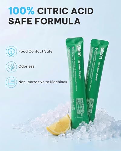 Silonn Ice Maker Cleaner & Descaler | Fast Dissolving, Safe | 100% Pure Citric Acid Descaler Powder, 4 Individually Packaged Pouches, Compatible with All Ice Makers & Coffee Machines - size: 1 Ounce (Pack of 4)