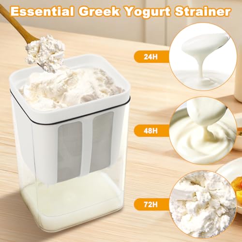 Greek Yogurt Strainer 1800ML, Reusable with Stainless Steel Fine Mesh Bag & Lid, Whey Separator for Yogurt, Soybean Milk, Nut Milk (1800ml) - size: 1800ml