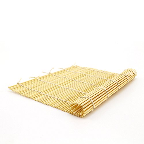 BambooMN 6X Natural Bamboo Sushi Making Rolling Mats 9.5" x 9.5", 100% Bamboo Mats - color: Natural, size: 9 Inch x 9 Inch