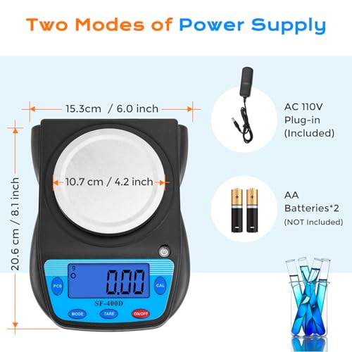 Bonvoisin Digital Lab Scale 600g x 0.01g Precision Electronic Scale LCD Display Analytical Balance Jewelry Scale Scientific Scale 0.01g Accuracy - color: Black