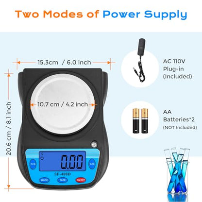 Bonvoisin Digital Lab Scale 600g x 0.01g Precision Electronic Scale LCD Display Analytical Balance Jewelry Scale Scientific Scale 0.01g Accuracy - color: Black
