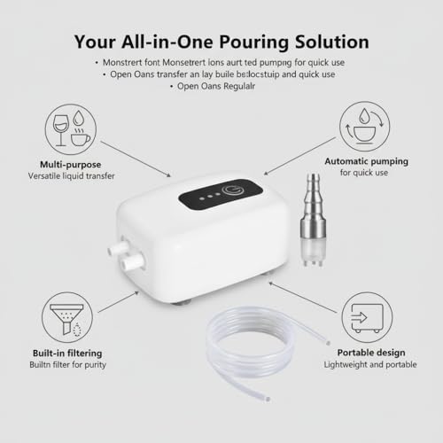 Portable Electric Auto Siphon Pump, Food Grade Self Priming Pump for Bottling Home Brew Wine,Beer,Beverages and Kombucha,Rechargeable Water Transfer Pump Kit with 6.5 Feet Hose,No Mess Leak 1L/min