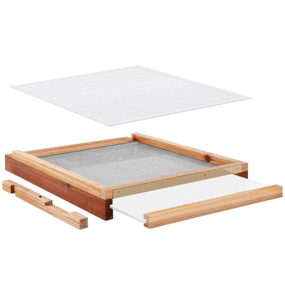 Beeveer 3 Pcs Beehive Parts Kit for 10 Frame Bee Hive, Beehive Screened Bottom Board with Entrance Reducer and Plastic Queen Excluder for Beekeeping Supplies(White) - color: White