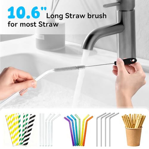 4 Pack Bottle Brush Cleaning Set, Including Long Handle Water Bottle Brush and 3 in 1 Cup Lid Cleaning Brush, Straw Cleaner Brush Washing for Baby Bottles, Tumblers, Glasses - color: 4pack-grey